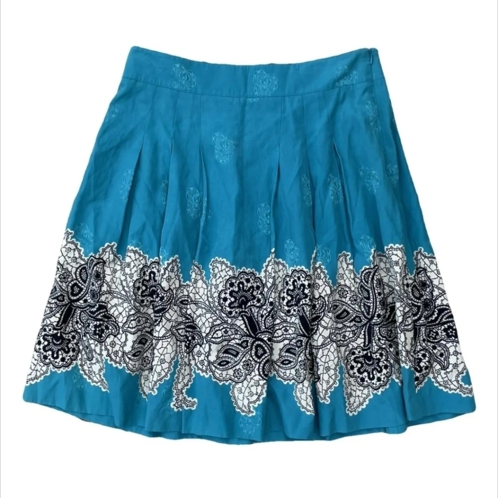 Club Monaco Floral Embroidered Print Silk Skirt